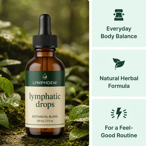 LymphDew lymphatic drops and daily botanical wellness features